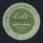 Assiettes En Carton Fête du 40e anniversaire de la géométrie moderne e<br><div class="desc">Design moderne géométrique et script 40ème anniversaire de la fête. Les couleurs peuvent être changées.</div>