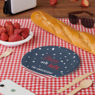 Assiettes En Carton fête du 4 juillet rouge blanc et bleu