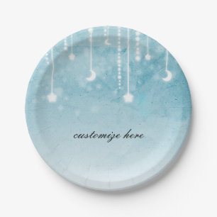 Assiettes En Carton Fête du Baby shower céleste de la lune et des étoi