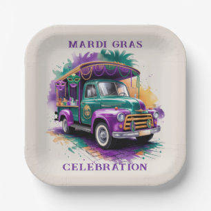 Assiettes En Carton Fête du Camion vintage Mardi Gras