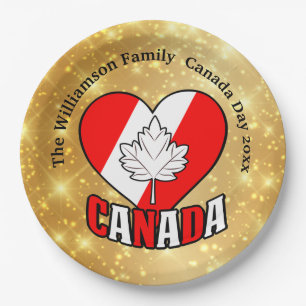 Assiettes En Carton Fête du Canada Party Gold personnalisé Nom Année 9