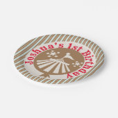 Assiettes En Carton Fête du Carnaval du Cirque Retro Anniversaire Tan (Angle)