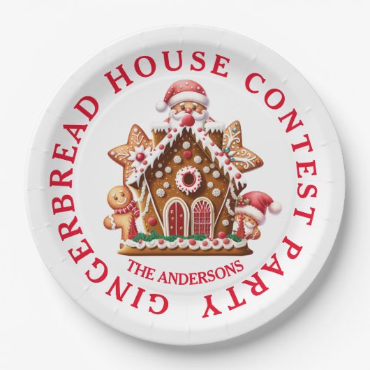 Assiettes En Carton Fête du Concours de la Maison du pain d'épice blan (Devant)