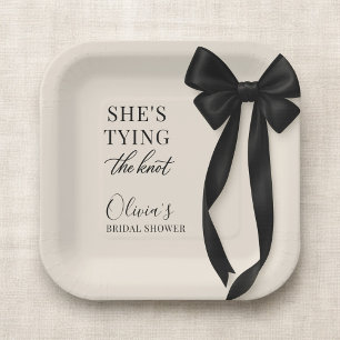 Assiettes En Carton Fête du Nœud Noir de la Mariée