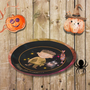 Assiettes En Carton Fête du petit monstre d'Halloween