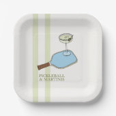 Assiettes En Carton fête du pickleball et martini (Recto)
