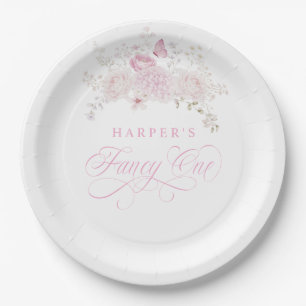 Assiettes En Carton Fête élégante rose pour un 1er anniversaire