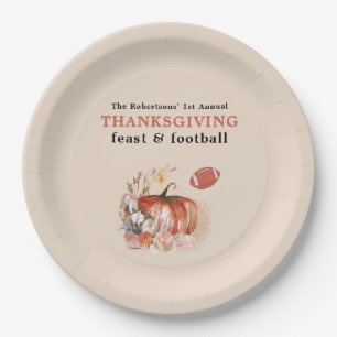 Assiettes En Carton Fête et Football Thanksgiving Diner Light Peach