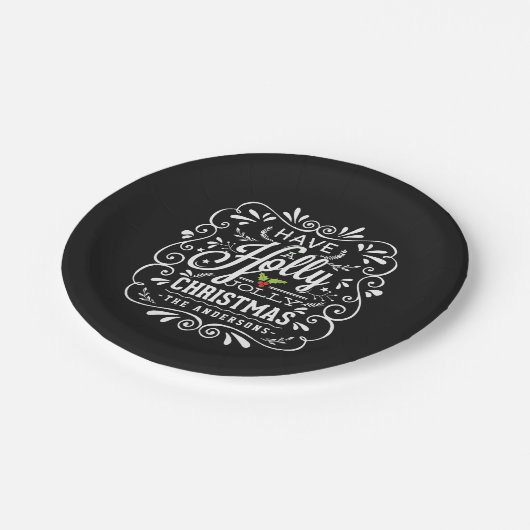 Assiettes En Carton Fête Holly Jolly Noël Chalkboard (Angle)