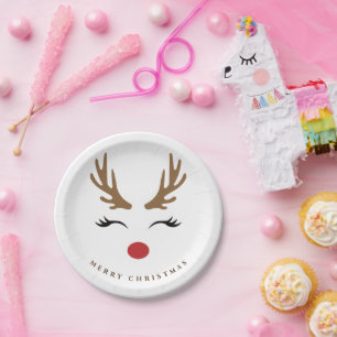 Assiettes En Carton Fête jetable des rennes de Noël