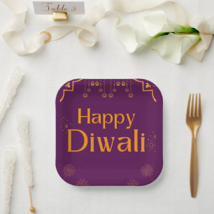 Assiettes En Carton Fête joyeuse de Diwali
