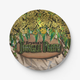 Assiettes En Carton FÊTE JUNGLE Imprimé animal Glam Or Anniversaire
