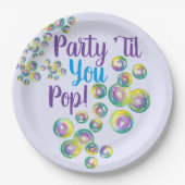 Assiettes En Carton Fête jusqu'à vous Pop souffler bulles Iridescente (Devant)
