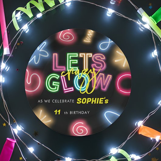 Assiettes En Carton Fête laser d'anniversaire de néon fou