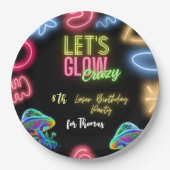 Assiettes En Carton Fête laser d'anniversaire de néon fou (Devant)