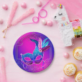 Assiettes En Carton Fête mascarade violet rose (Fête)