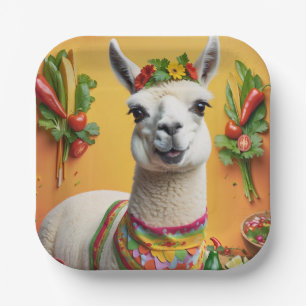 Assiettes En Carton Fête mexicaine Cute Llama