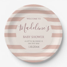 Fête minimale de bébé fille aux rayures rose pouss