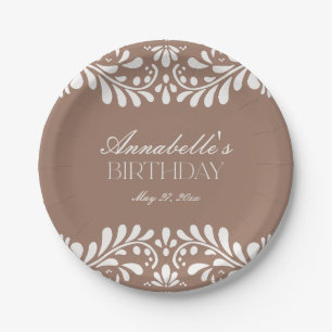Assiettes En Carton Fête Mocha Brown Talavera Carrelage Anniversaire