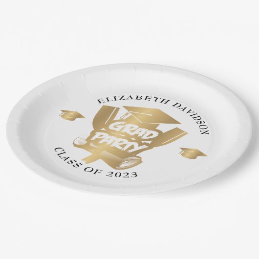 Assiettes En Carton Fête moderne en feuille d'or (Angle)