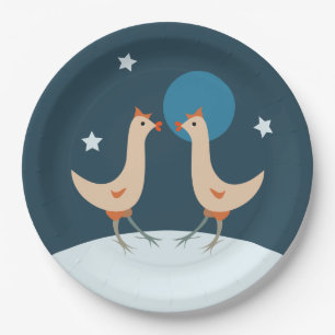 Assiettes En Carton Fête Nocturne des Poules Lune Drôle de Poulet