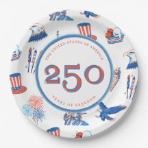 Fête patriotique aquarelle du 250e 4 juillet