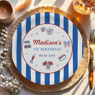 Assiettes En Carton Fête patriotique du 14 juillet pour un 1er anniver