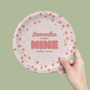 Assiettes En Carton Fête personnalisée pour une fille de neuf ans avec