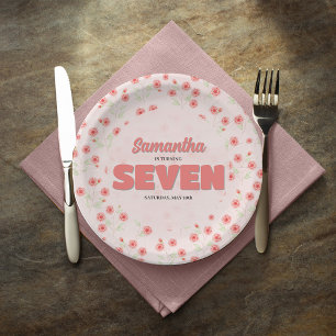Assiettes En Carton Fête personnalisée pour une fille de sept ans avec