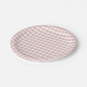 Assiettes En Carton Fête Prénatale Bébé Plaid Gingham Rose Tendre (Angle)