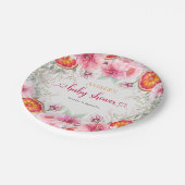 Assiettes En Carton Fête Prénatale Fleurs Aquarelles Citron et Rose (Angle)