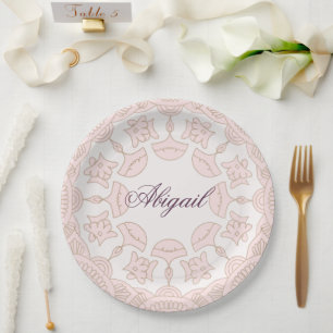 Assiettes En Carton Fête religieuse Filles Motif rose