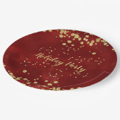 Assiettes En Carton Fête, Rouge, Blanc, Or, (Angle)