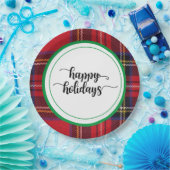 Assiettes En Carton Fête Rouge Vert Plaid Approvisionnements de Noël (Fête)