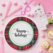 Assiettes En Carton Fête Rouge Vert Plaid Approvisionnements de Noël (Fête)