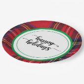 Assiettes En Carton Fête Rouge Vert Plaid Approvisionnements de Noël (Angle)