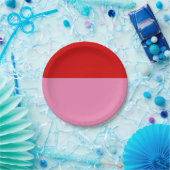 Assiettes En Carton Fête simple rouge clair et rose (Fête)