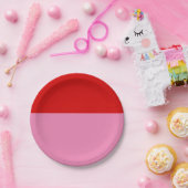 Assiettes En Carton Fête simple rouge clair et rose (Fête)