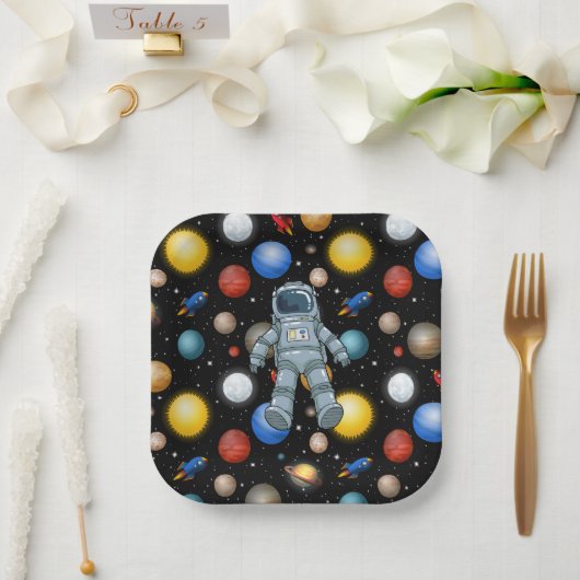 Assiettes En Carton Fête Spatiale (Mariage)