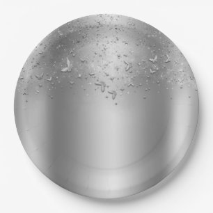 Assiettes En Carton Fête Sweet 16 Papillon scintillant argenté