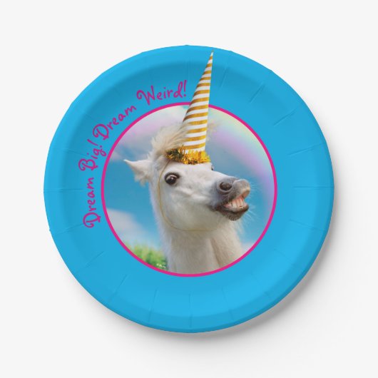 Assiettes En Carton Fête Unicorn Horse Et Arc En Ciel (Devant)