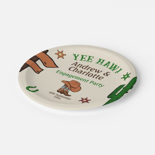 Assiettes En Carton Fête Western de Cow-boy Rustique de l'Ouest Sauvag (Angle)