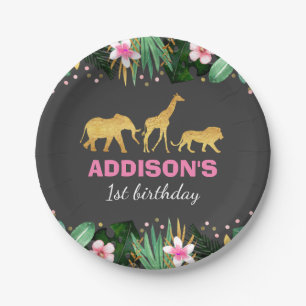 Assiettes En Carton Fête Wild One Party Plaque papier Jungle Animaux