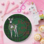 Assiettes En Carton Fête Zebra Holly couronne | vert plaid (Fête)