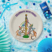 Assiettes En Carton Fêter avec Fierté Chatons de Maypole Fête (Fête)