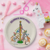 Assiettes En Carton Fêter avec Fierté Chatons de Maypole Fête (Fête)