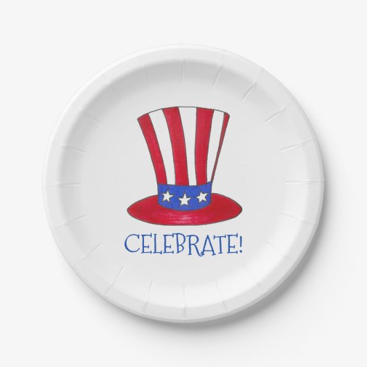 Assiettes En Carton Fêter le 4 juillet Oncle patriotique Sam USA Améri (Devant)