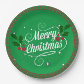 Assiettes En Carton Fêter Noël, vert festif (Devant)