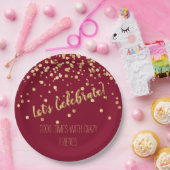 Assiettes En Carton Fêtons la Confetti d'or Bourgogne (Fête)