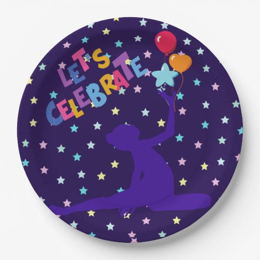 Assiettes En Carton Fêtons les étoiles et les ballons (Devant)